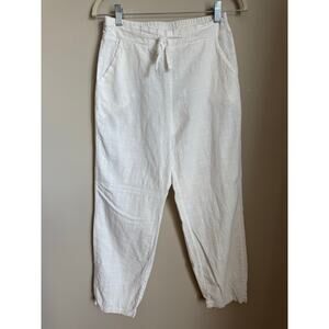 White linen blend pants Size Small Elastic Drawstring Waist
